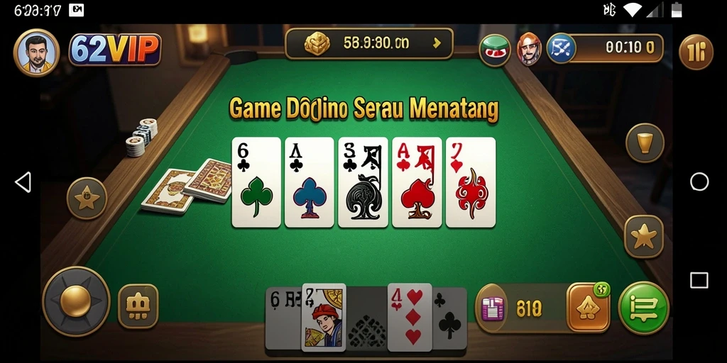 Tampilan gameplay Domino yang menegangkan dan menarik di 62VIP.