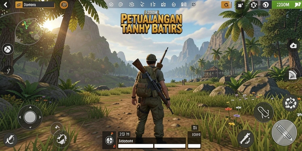Tampilan gameplay A200M di dunia terbuka yang penuh petualangan.