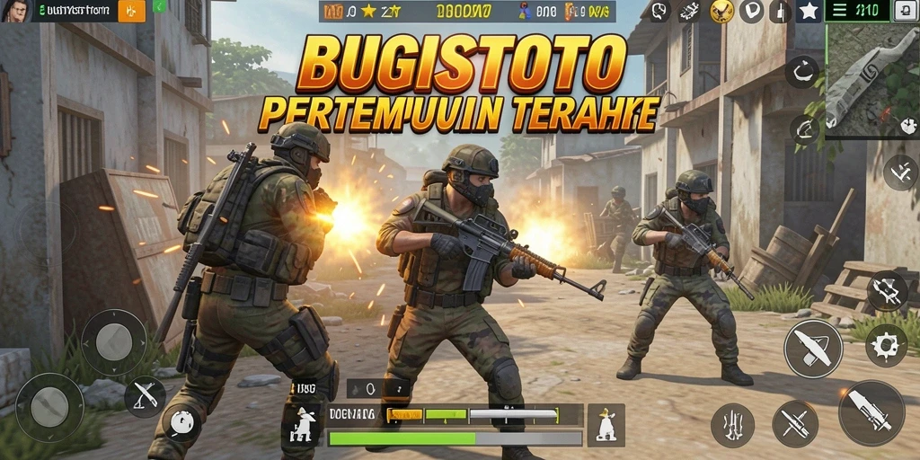 Screenshot <strong>BUGISTOTO</strong> menampilkan aksi pertempuran yang mendebarkan di Battle Royale.