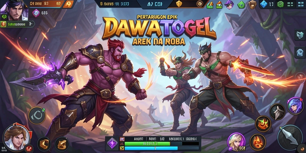 Screenshot DAWATOGEL menampilkan pertarungan seru dalam arena MOBA.