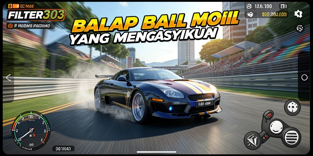 Screenshot menunjukkan momen balapan seru di FILTER303 dengan grafis menawan.