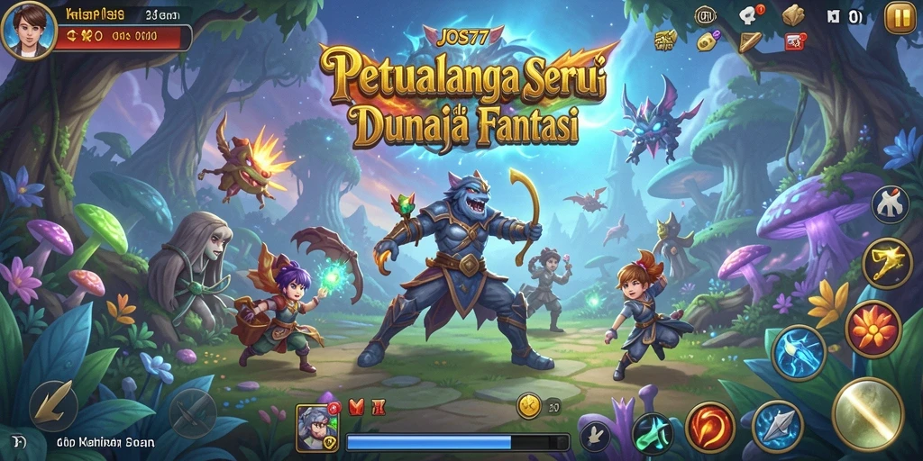 Screenshot utama JOS77 menunjukkan aksi pertarungan seru di dunia RPG.