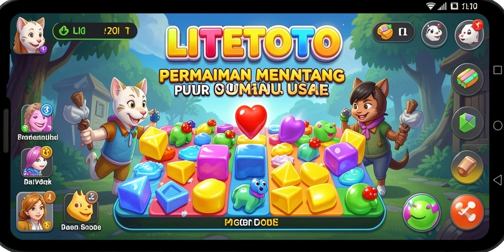 Screenshot gameplay LITETOTO menampilkan tantangan puzzle seru dan berwarna.