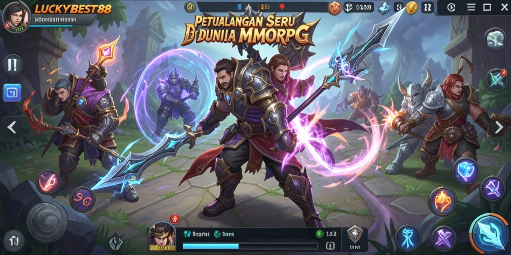 Tampilan gameplay utama LUCKYBEST88 yang menakjubkan dan interaktif.