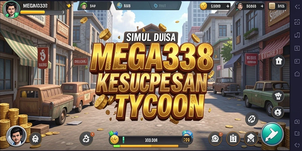 Tampilan gameplay MEGA338 yang menampilkan strategi bisnis dan pembangunan.