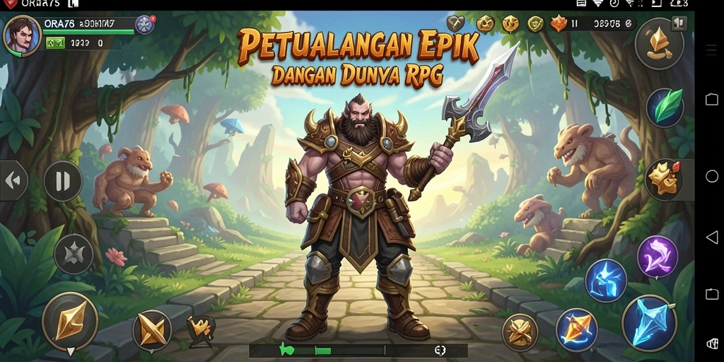 Tampilan gameplay ORA78 saat bertarung melawan monster di dunia RPG.