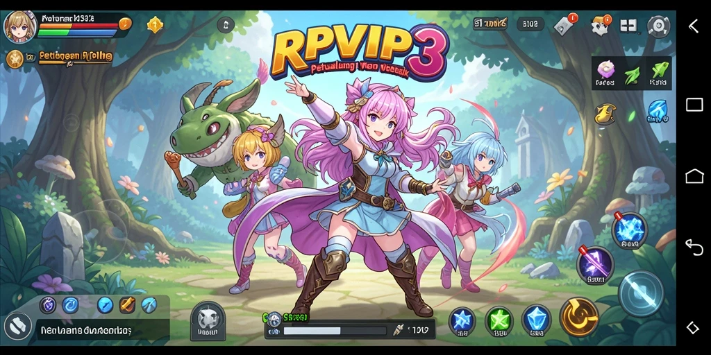 Tampilan gameplay RPVIP3 yang penuh aksi dan warna.