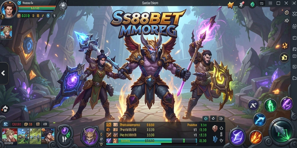 Screenshot gameplay SS88BET menampilkan karakter bertarung di dunia fantastis.