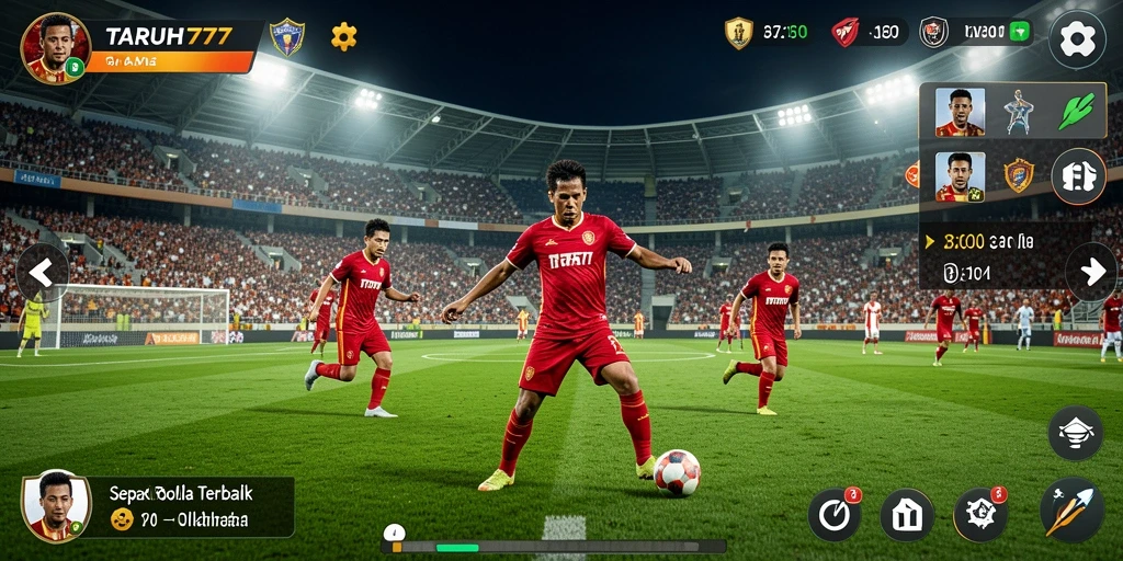 Tampilan gameplay TARUH777 yang mendebarkan saat pertandingan sepak bola.